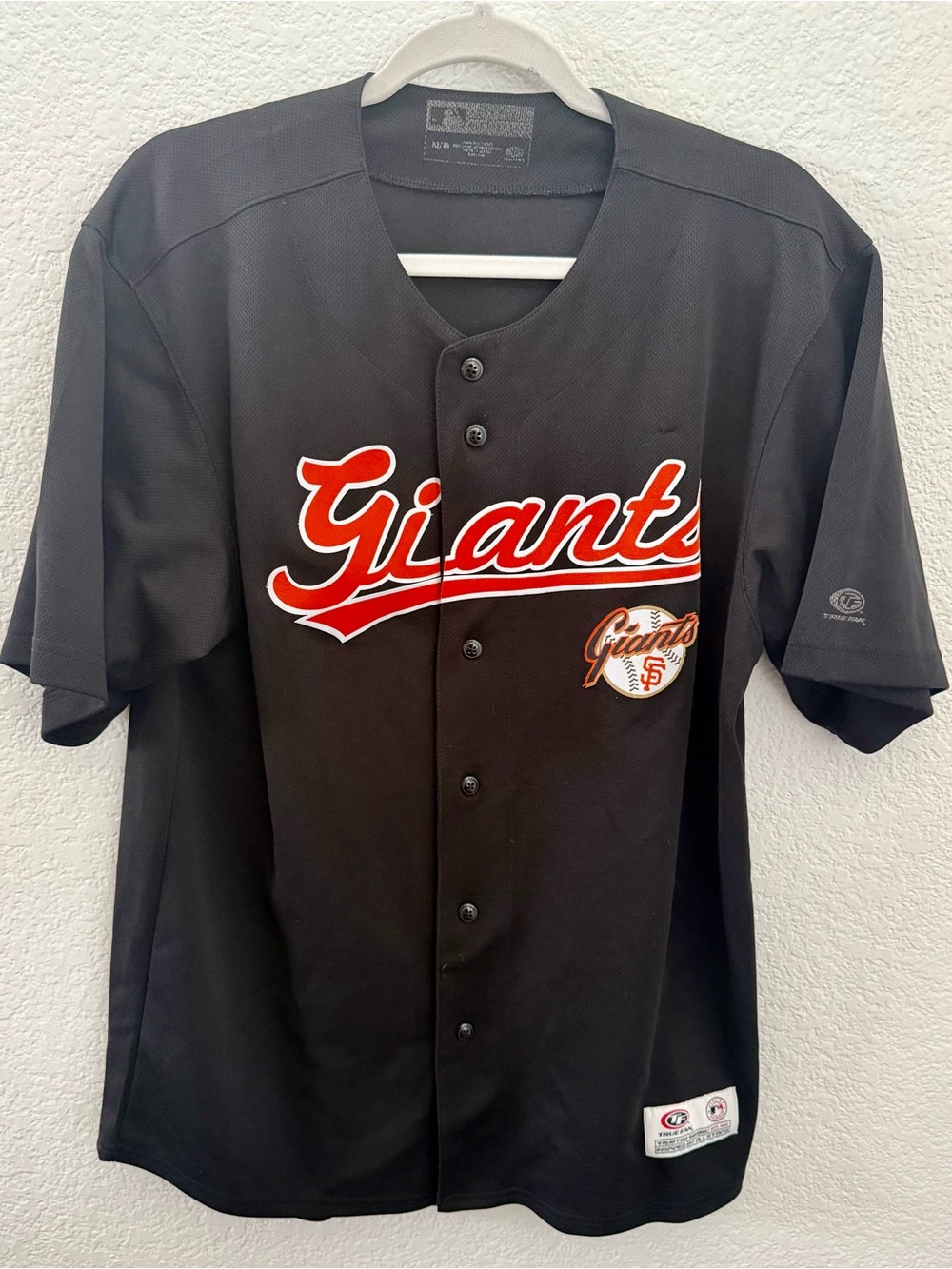 San Francisco Giants True Fan Black MLB Button Front Baseball Jersey Mens M